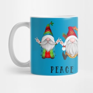 Gnome Christmas - Peace Sign Gnomes Celebrating Holidays Mug